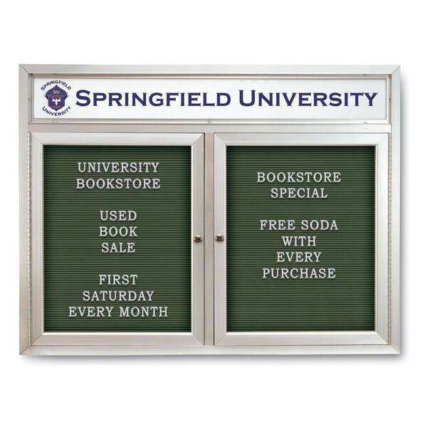 Indoor Enclosed Combo Board, 42"x32", Bronze Frame/Grey & Burgundy
